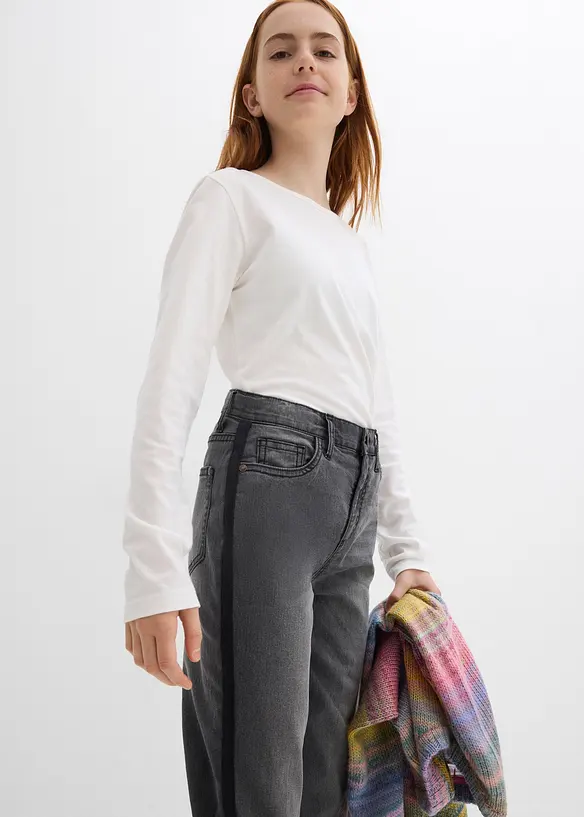 Meisjes thermojeans met jersey voering, mid waist, bonprix