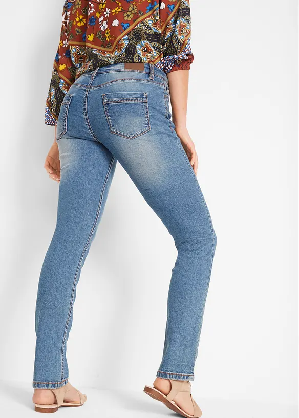 Straight stretch jeans, mid waist, bonprix