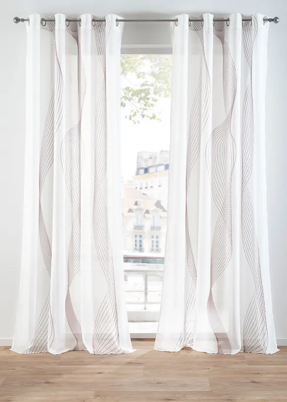 Transparant gordijn met golvende print (1 stuk), bonprix