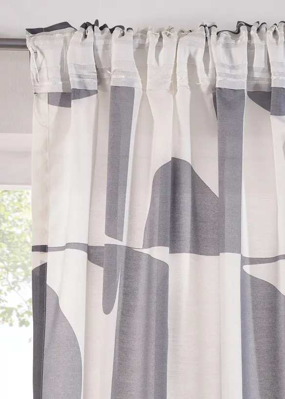 Transparant gordijn met grafisch motief van gerecycled polyester (1 stuk), bonprix