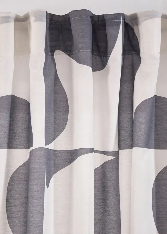 Transparant gordijn met grafisch motief van gerecycled polyester (1 stuk), bonprix