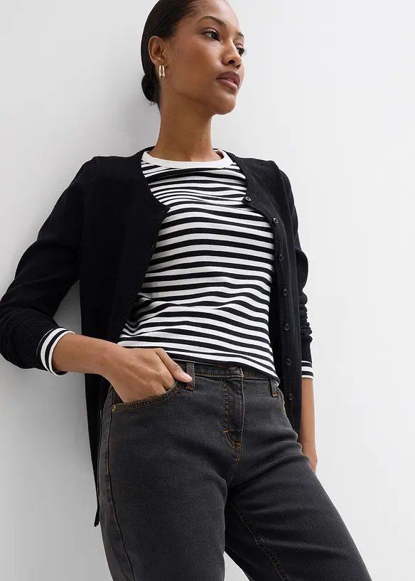 Mid waist stretch jeans, straight, bonprix