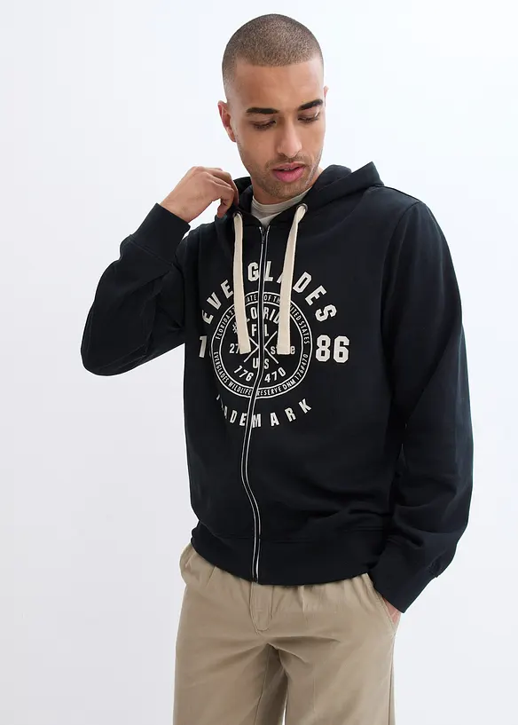 Sweatvest met capuchon en comfort fit, bonprix