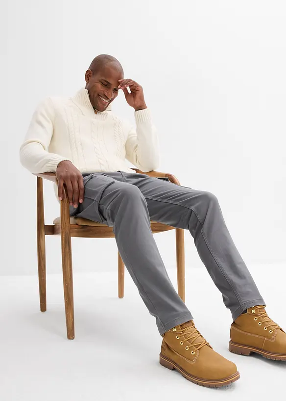 Cargo broek straight regular fit met puur katoen, bonprix