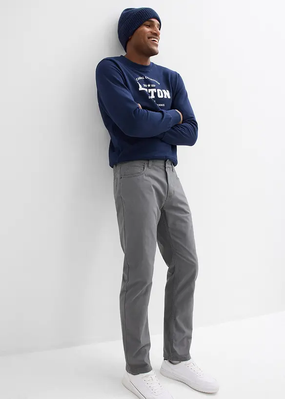 Regular fit twill broek van katoen, straight, bonprix