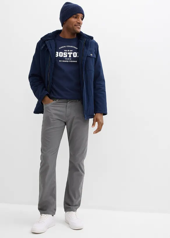 Regular fit twill broek van katoen, straight, bonprix