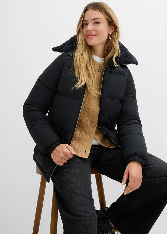 Gewatteerde jas met teddykraag, bonprix