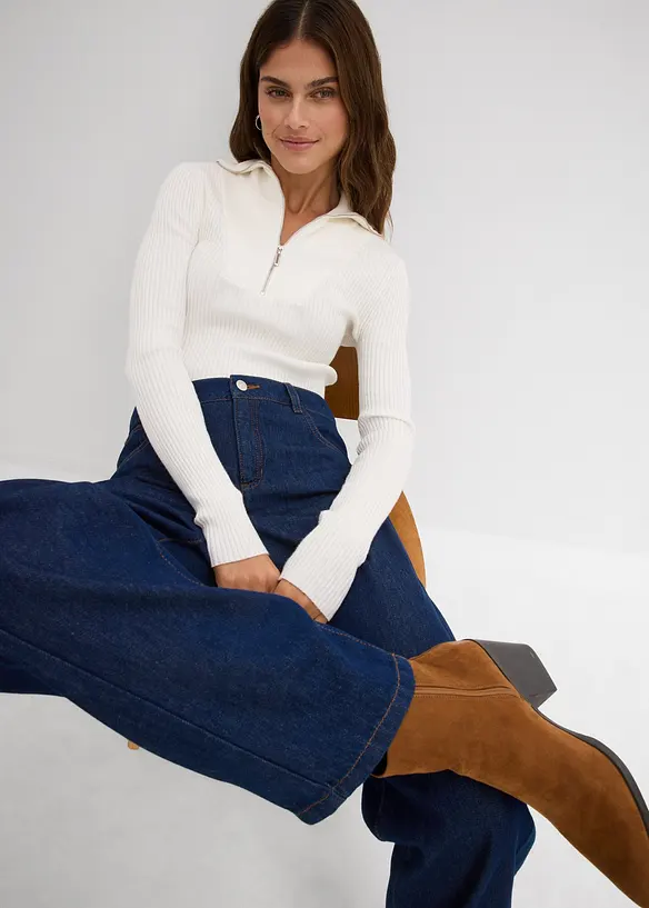 Barrel jeans mid waist, super soft, bonprix