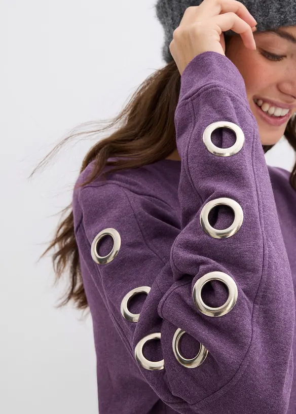 Sweatjurk met eyelets, bonprix