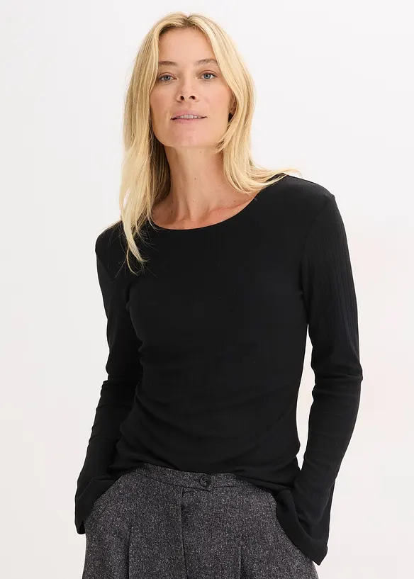 Longsleeve van geribd materiaal, bonprix
