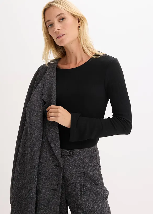 Longsleeve van geribd materiaal, bonprix