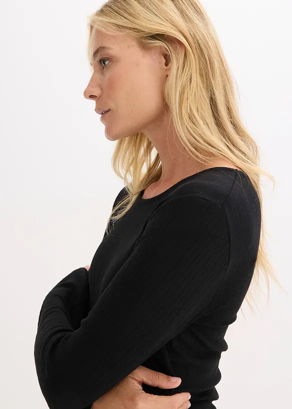 Longsleeve van geribd materiaal, bonprix