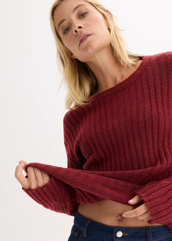 Geribde oversized trui, bonprix