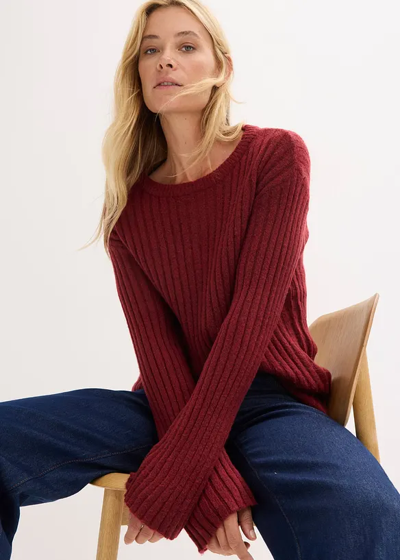 Geribde oversized trui, bonprix