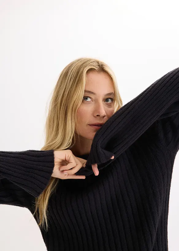 Geribde oversized trui, bonprix