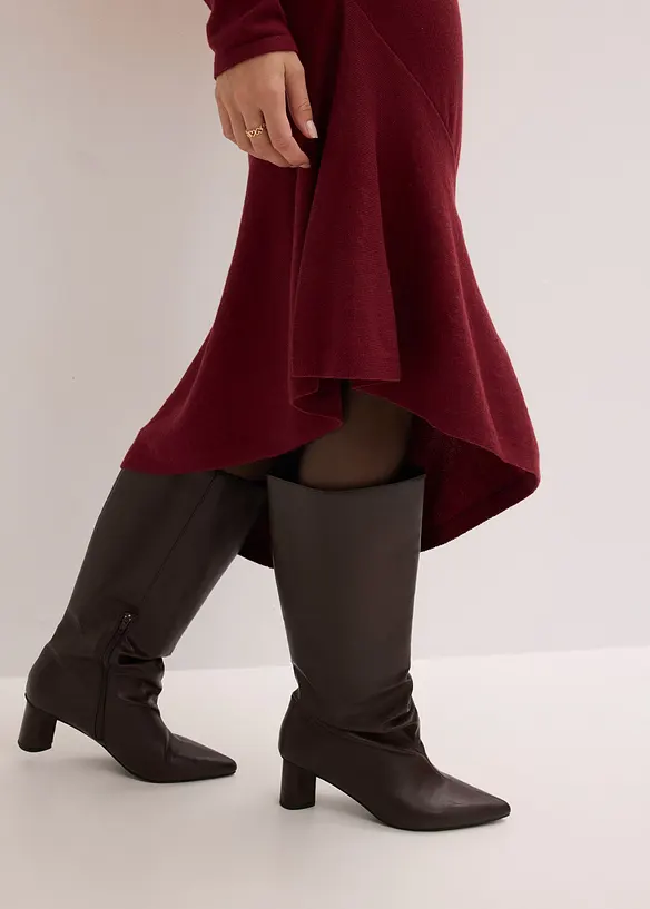 Gebreide jurk met asymmetrische onderrand van katoen en kasjmier, bonprix