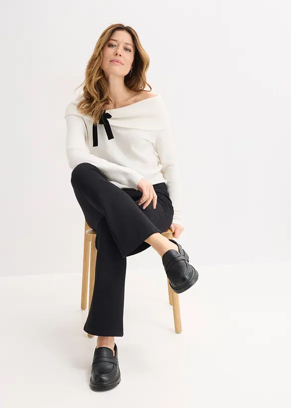 Broek van crinkle jersey, bonprix