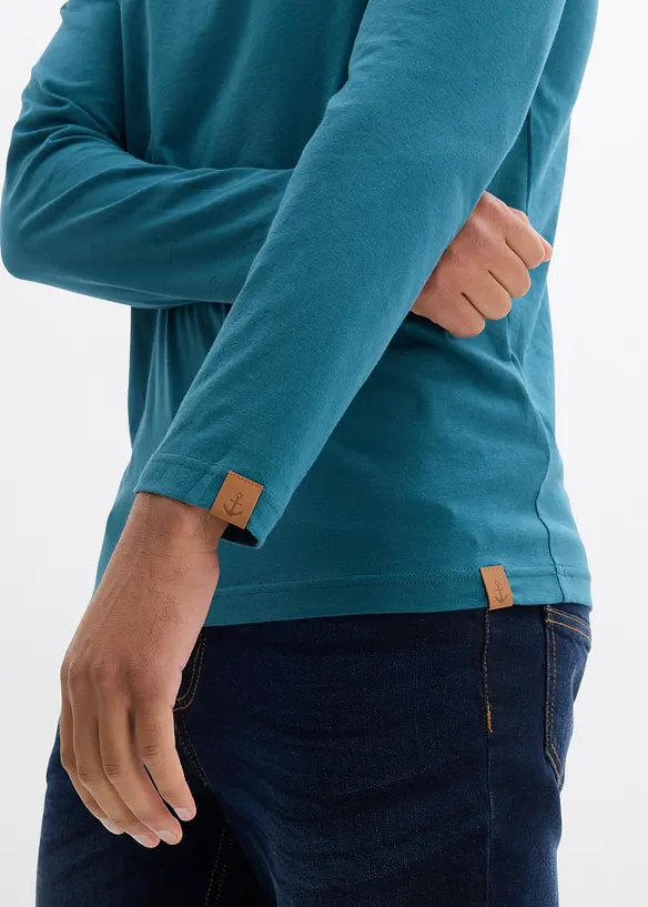 Henley shirt van biologisch katoen (set van 2), lange mouw, bonprix