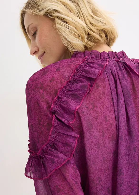 Chiffon blouse met ruches, bonprix