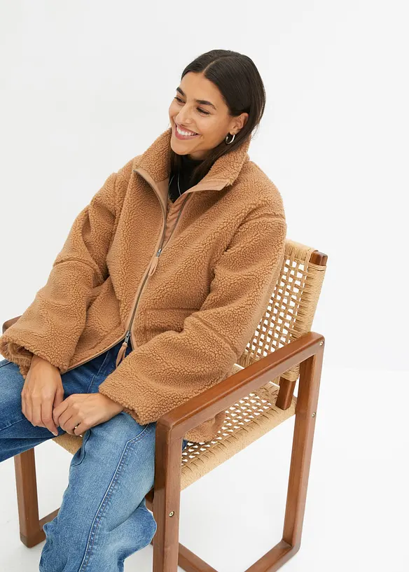 Gevoerde teddy fleece jas, bonprix