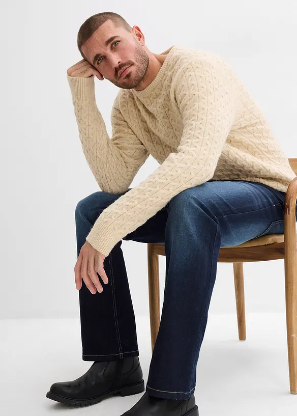 Classic fit stretchjeans met comfortabele tailleband, bootcut, bonprix