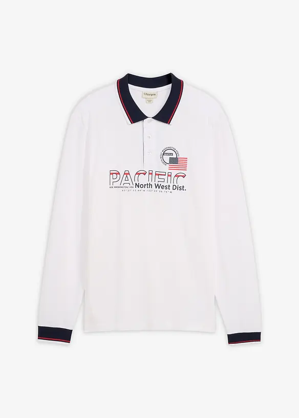 Piqu&eacute; poloshirt van bioloigisch katoen, met lange mouwen, bonprix