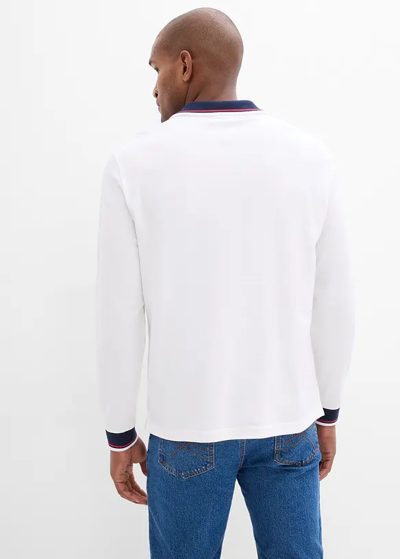Piqu&eacute; poloshirt van bioloigisch katoen, met lange mouwen, bonprix