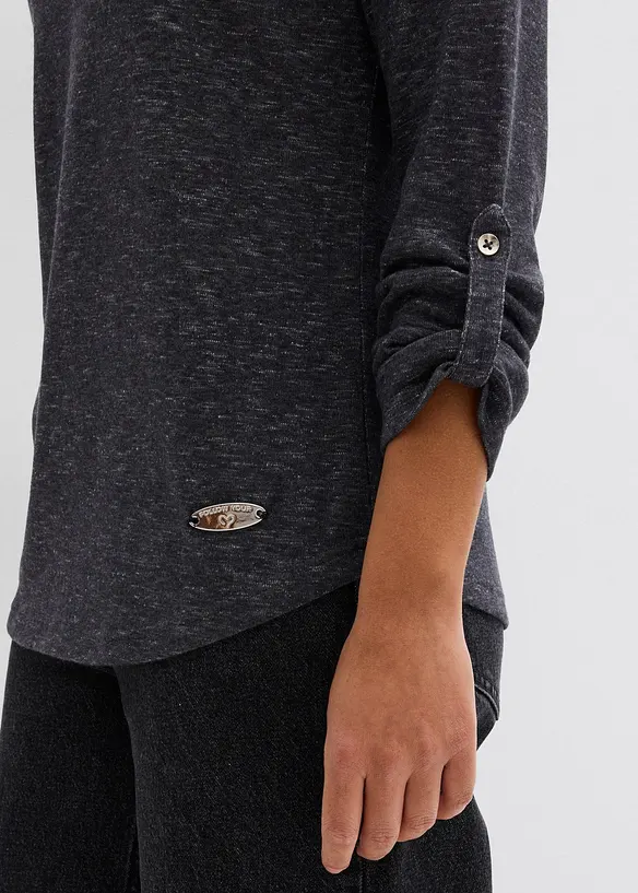 Longsleeve met knoopsluiting van katoenmix, bonprix