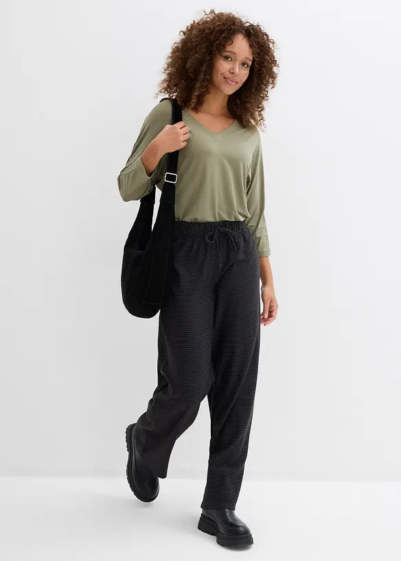 Gestreepte jersey broek in een katoenmix, bonprix