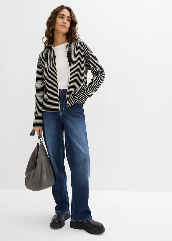 Gestreept sweatvest in een katoenmix, bonprix