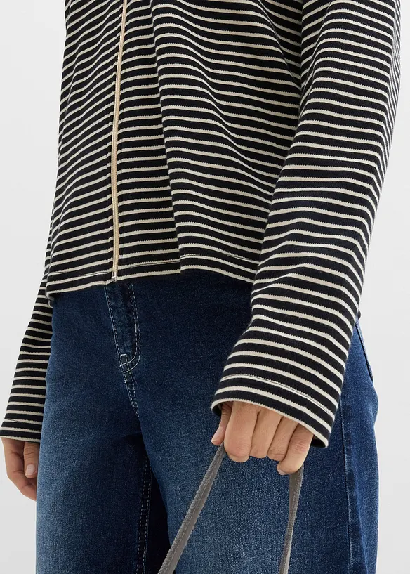 Gestreept sweatvest in een katoenmix, bonprix