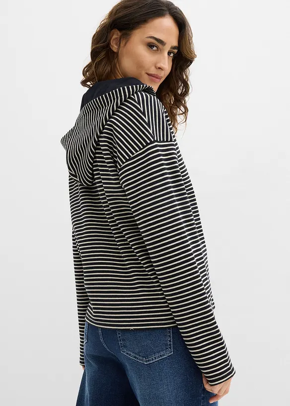 Gestreept sweatvest in een katoenmix, bonprix