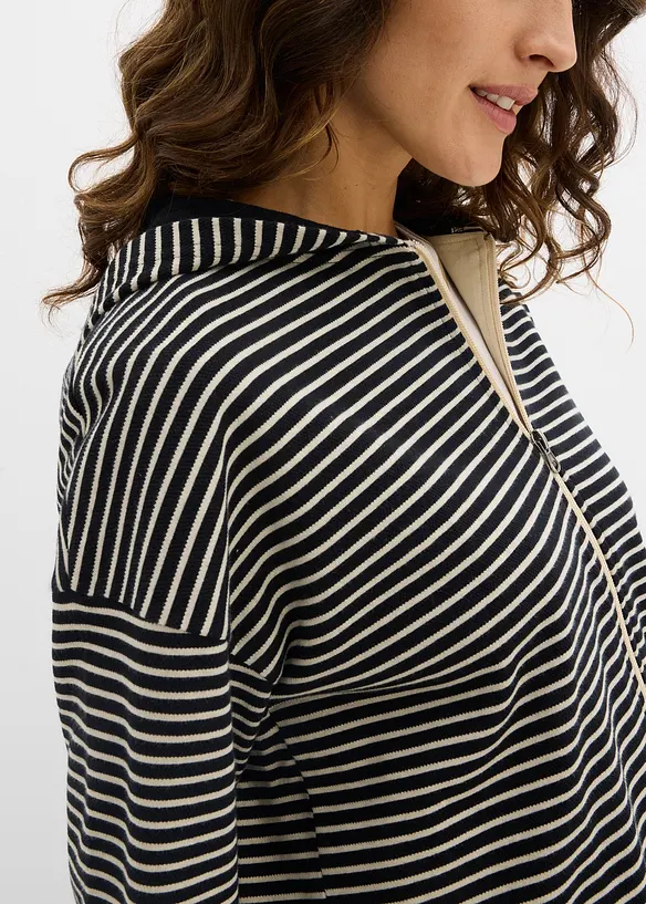 Gestreept sweatvest in een katoenmix, bonprix