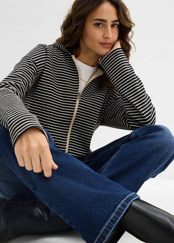 Gestreept sweatvest in een katoenmix, bonprix