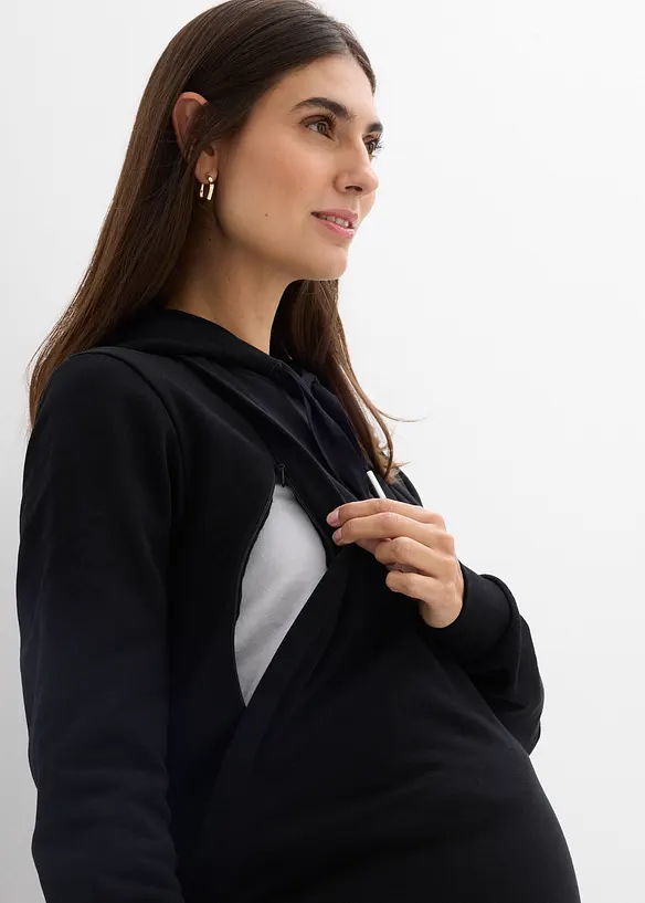 2-in-1 zwangerschaps- en borstvoedingssweater van puur biologisch katoen, bonprix