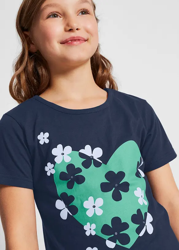 Meisjes T-shirt (set van 2) van biologisch katoen, bonprix