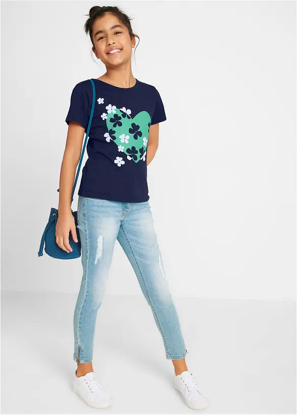 Meisjes T-shirt (set van 2) van biologisch katoen, bonprix