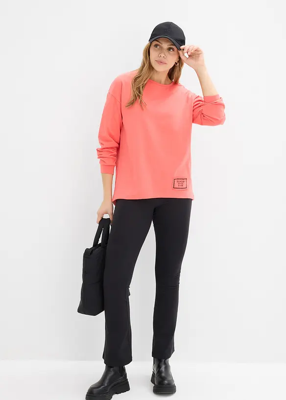 Longsleeve van katoenmix met high-low zoom, bonprix