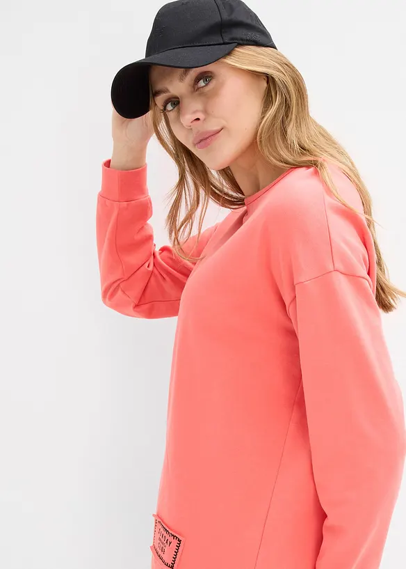 Longsleeve van katoenmix met high-low zoom, bonprix