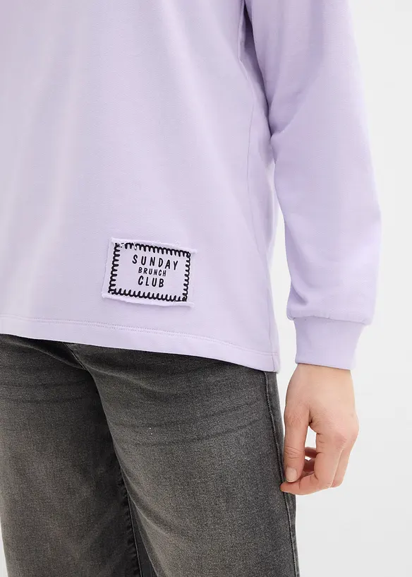 Longsleeve van katoenmix met high-low zoom, bonprix