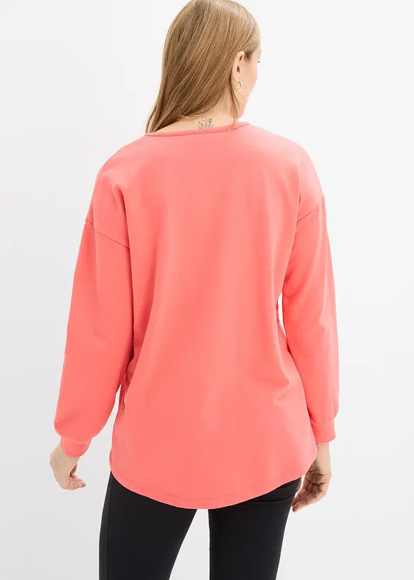 Longsleeve van katoenmix met high-low zoom, bonprix