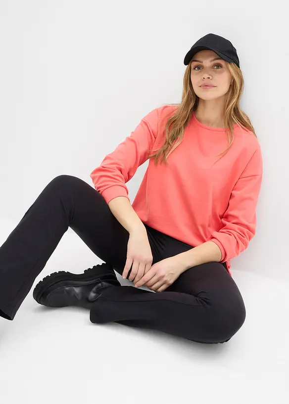 Longsleeve van katoenmix met high-low zoom, bonprix