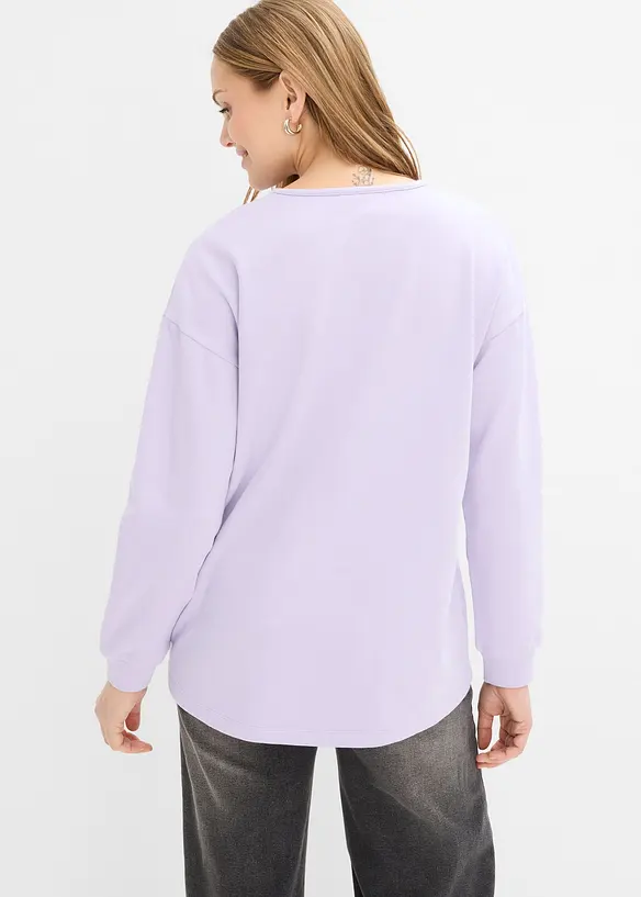 Longsleeve van katoenmix met high-low zoom, bonprix