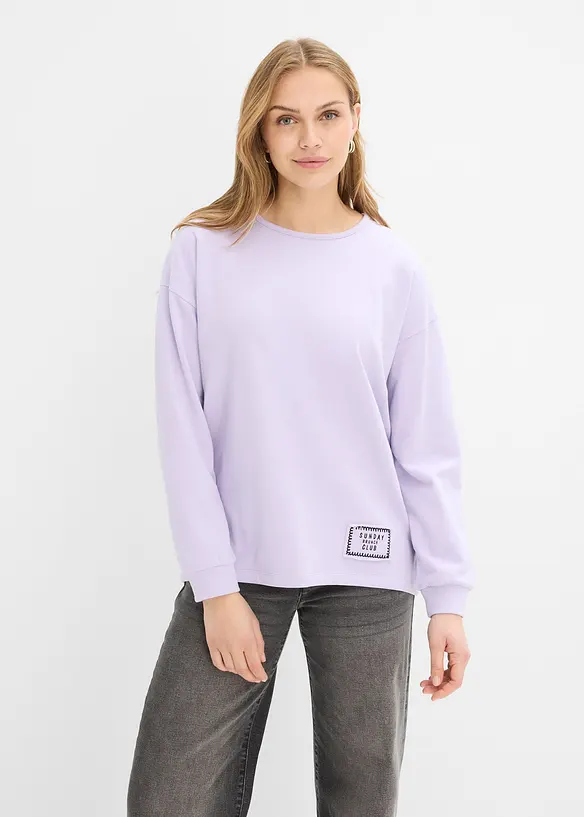 Longsleeve van katoenmix met high-low zoom, bonprix