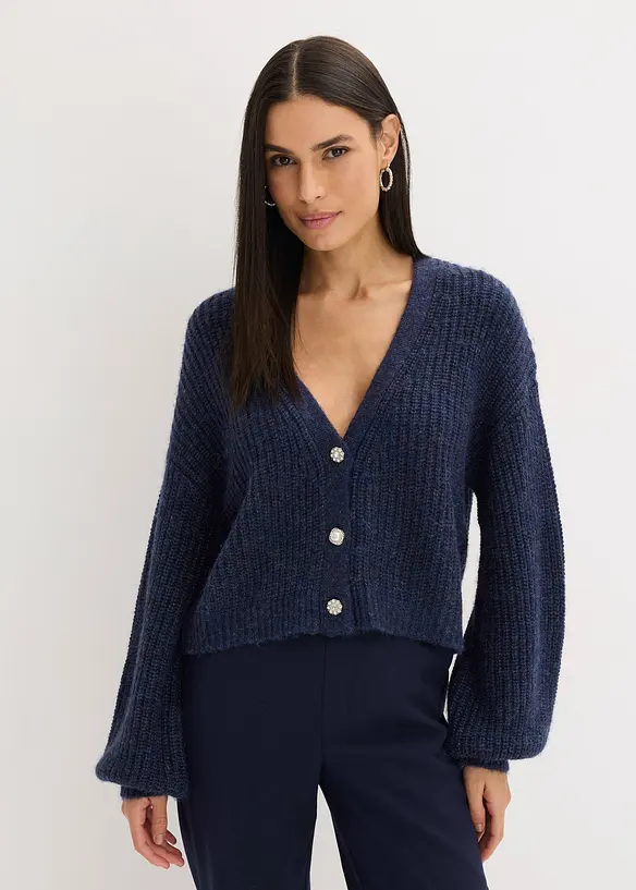 Oversized vest met glanzend garen en wol, bonprix