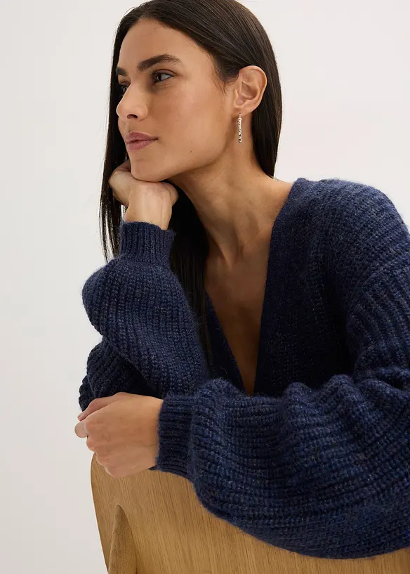 Oversized vest met glanzend garen en wol, bonprix