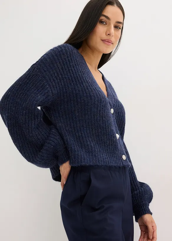 Oversized vest met glanzend garen en wol, bonprix