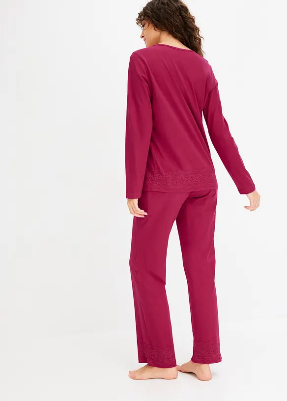 Pyjama met fijne kant, bonprix