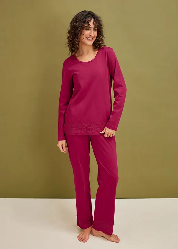 Pyjama met fijne kant, bonprix