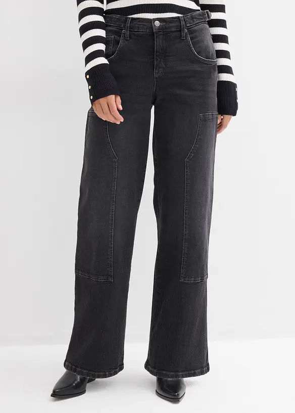 Wide leg jeans, mid waist, bonprix